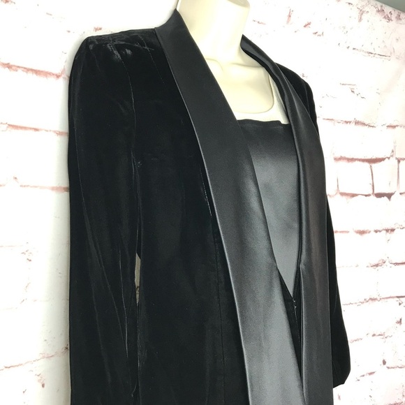 TALBOTS PETITES Black Velvet Blazer Satin Tuxedo Collar Jacket Size 10P Petite - Picture 4 of 16